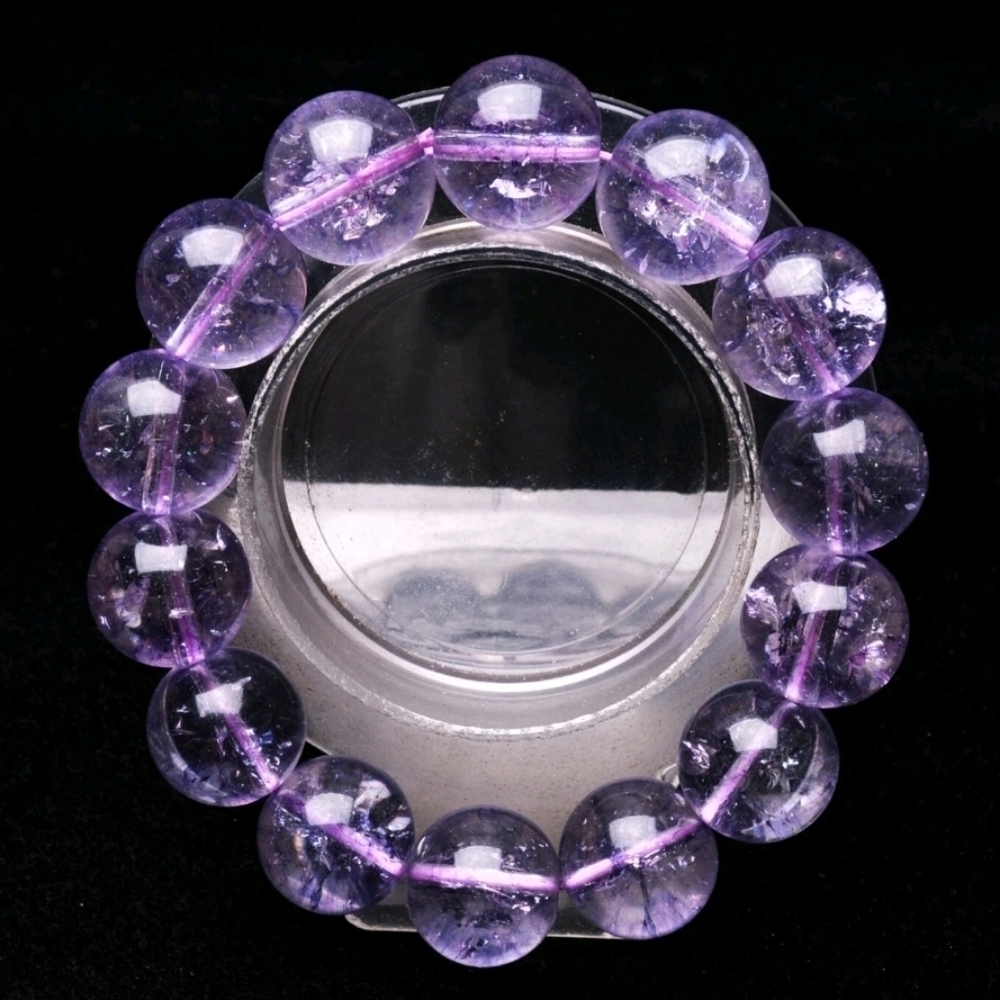 16mm Genuine Natural Purple Super 7 Seven Lepidocrocite Quartz Beaded Bracelet